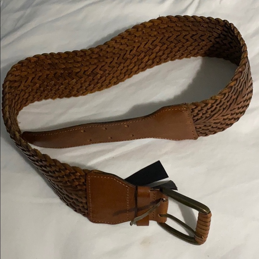 Massimo Dutti Brown Braided Leather Belt